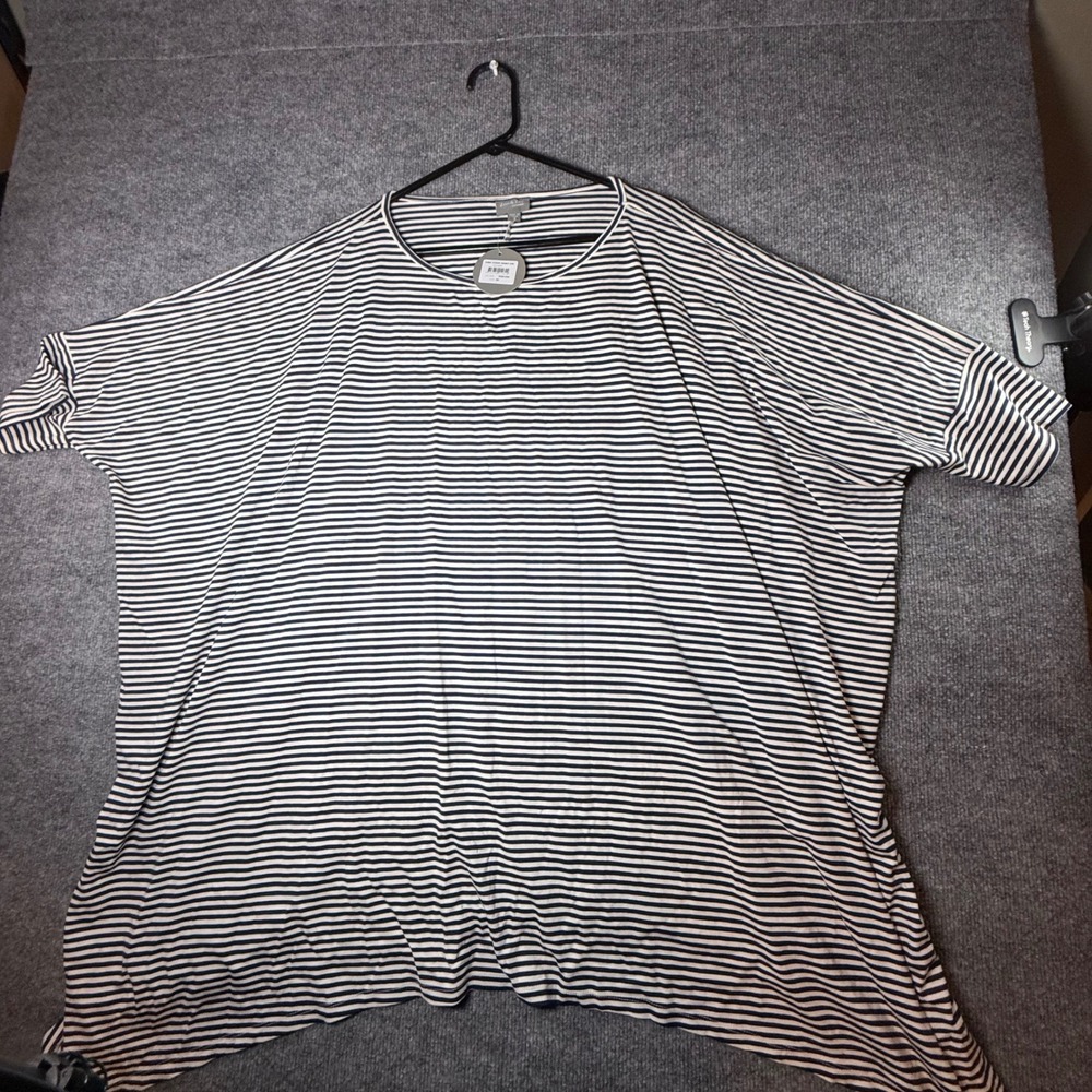 Zim & Zoe Lounge Women Plus 20 Tunic Hanky Hem Marine Stripe Navy White 00214886